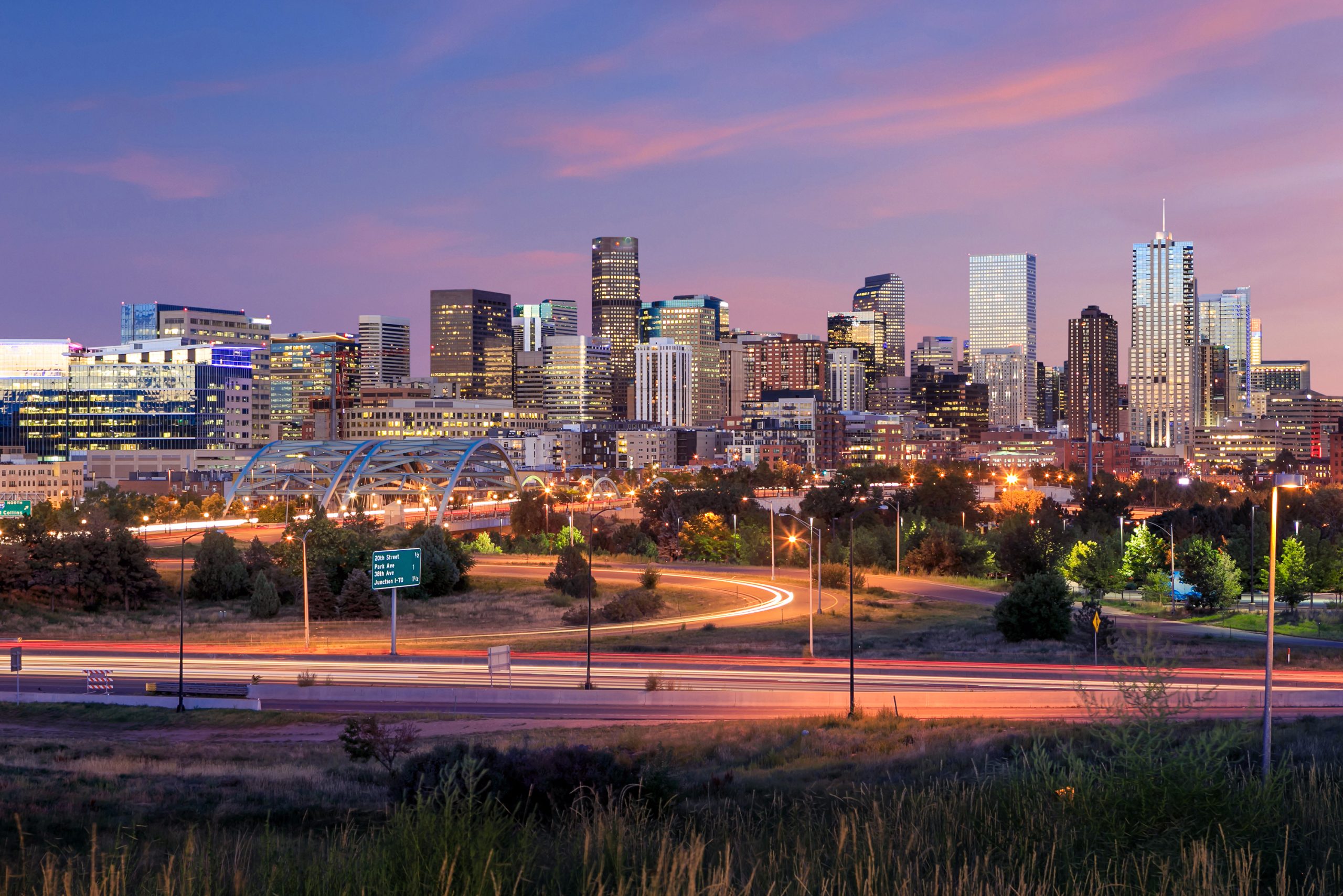 Panorama,Of,Denver,Skyline,Long,Exposure,At,Twilight.